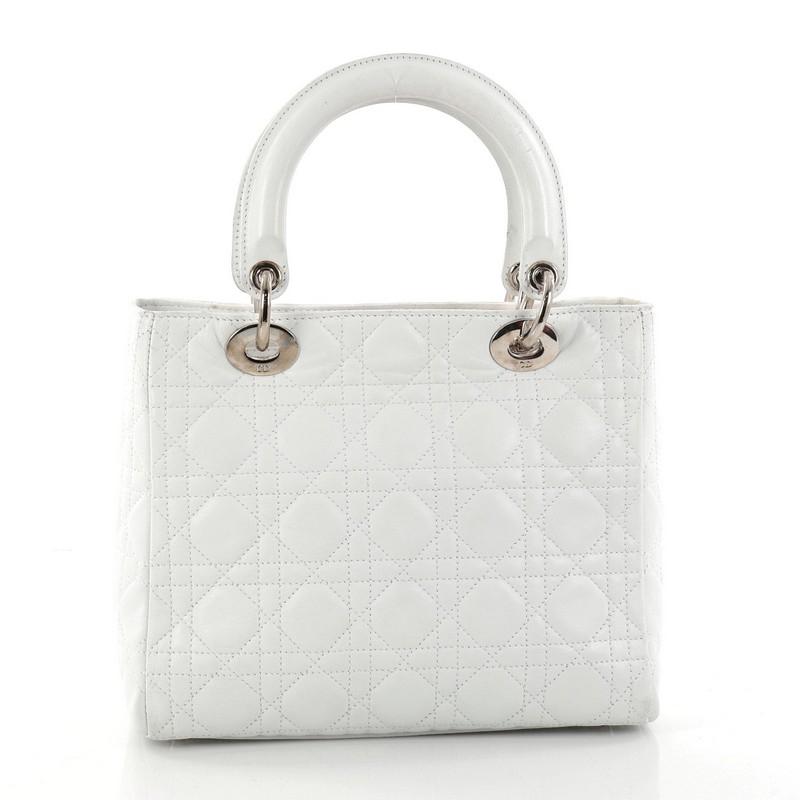 dior-lady-dior-handbag-cannage-quilt-medium-white-lambskin-tote ...